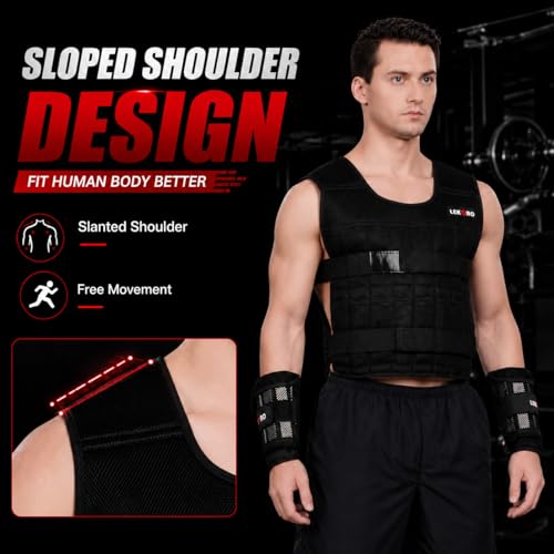Weighted Vest Set 44LB for Men & Women, Adjustable Workout Weight Vest with Steel Plates, Weighted Training Vest with Wrist Weights and Ankle Weights for Strength Training, HIIT, Rucking & Cardio - color: Adjustable Weighted Vest 22LB