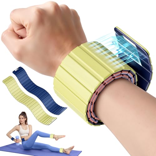 Wrist Weights, Ankle Weights for Women, 2 Pack (1.1LB Each)–Stackable Magnetic, Silicone (Waterproof), Non-Slip, Easy Wear, Adjustable (Men & Women), Ideal for Jogging/Yoga & More, Great Gift - color: Blue and yellow, size: 1.1 lb x 2 (2.2 LB Pair)