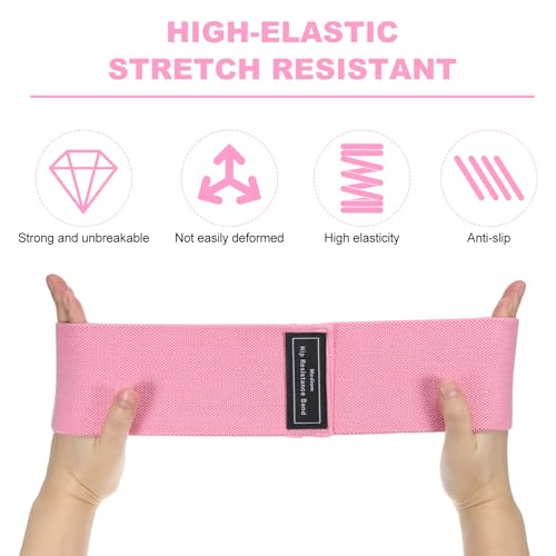 PATIKIL Booty Resistance Bands for Working Out Non-Slip Workout Elastic Fabric Resistance Loops with Bag and Instruction - color: Pink, Rose Red, Rubber Red