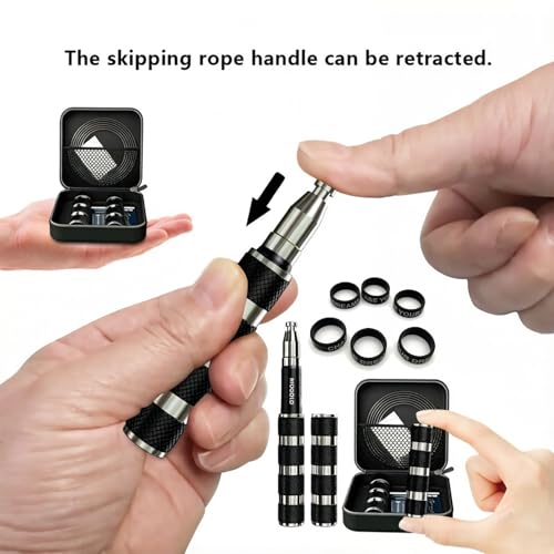 Retractable Jump Rope - No Tool Adjustable, Fits in Pocket, Tangle-Free Steel Cable for Travel & Gym