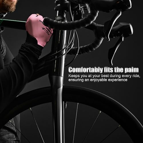 Cycling Gloves for Men and Women, Half Finger Padded Bike Gloves - color: I Light&Pink, size: Small