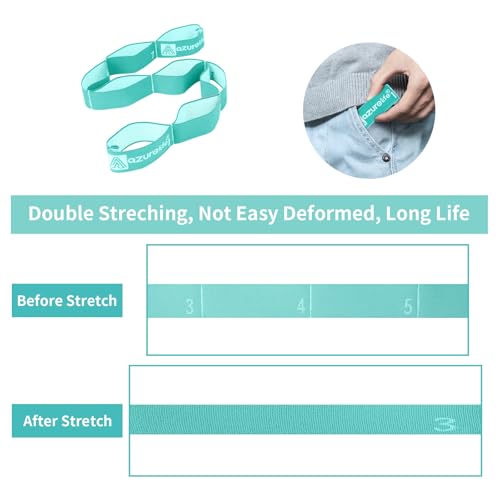 Elastic Yoga Stretching Strap, Multi-Loop Stretch Strap for Physical Therapy, Pilates, Yoga, Dance & Gymnastics Exercise and Flexible Pilates Stretch Band - color: Elastic-Green