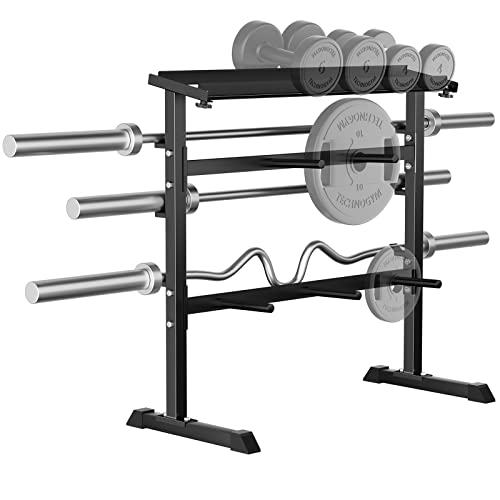 UBOWAY Compact Dumbbell Rack Stand Barbell Rack: Weight rack for Dumbbells, Olympic Barbell Bar, Olympic Weight Plates - Weight Storage Rack for Strength Training Home Gym Fitness Exercise Equipment