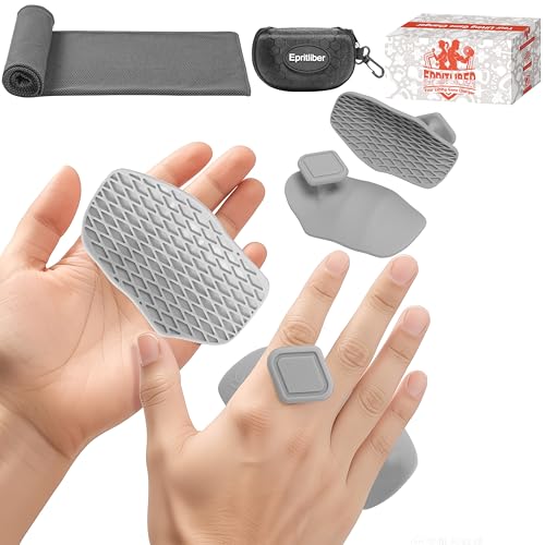 Large Anti-Slip Gym Workout Grips for WeightLifting,Silicone Hand Protector - color: Gray
