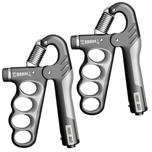 2PCS Grip Strength Trainer, 11-220LBs Adjustable Hand Gripper Strengthener with Automatic Counter, Hand Wrist Forearm Exerciser for Athletes, Musicians, Injury Recovery & Physical Therapy