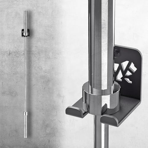 Kipika Versatile Wall Mounted Barbell Holder with Hooks Storage Rack for Barbell Bars Holds Under 33mm Bar Size and Fitness Accessories Space-Efficient Gym Organization for Home & Commercial Use