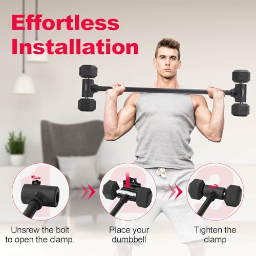 Dumbbell to Barbell Converter – Adjustable Weights & 200LB Capacity for Home Gym Strength Training