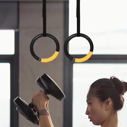 Gymnastic Rings Heavy Duty Adjustable Pull up Rings with 0.5m Large Round Handles for Home Gym Fitness Workout Calisthenics Training