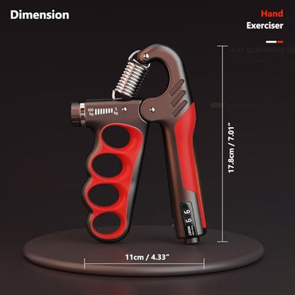 Grip Strength Trainer Forearm Strengthener, 11-221 lbs Adjustable Resistance, Automatic Counting, Ergonomic Design, Ideal Device for Grip Strengthening, Arthritis Relief, Hand Physical Therapy & Rehab