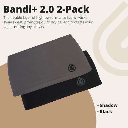 Bandi+ 2.0 Double-Layer Edge Protection Headband Set - Sweat-Wicking Non-Slip Sports Headbands for Women and Men, Headwraps For Running, Gym, Basketball, Unisex