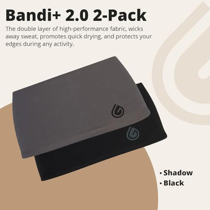 Bandi+ 2.0 Double-Layer Edge Protection Headband Set - Sweat-Wicking Non-Slip Sports Headbands for Women and Men, Headwraps For Running, Gym, Basketball, Unisex