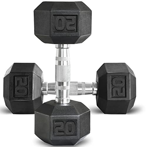 Balelinko Rubber Grip Encased Dumbbell Cast Iron Weight with Anti-Slip Handle Dumbbell -Strength Training Equipment - Home Gym Accessories - Full Body Workout - Muscle Building - color: a. 20 LB Pair (2 x 20 lb)