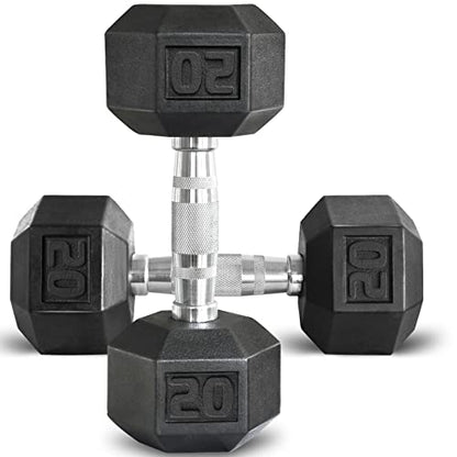 Balelinko Rubber Grip Encased Dumbbell Cast Iron Weight with Anti-Slip Handle Dumbbell -Strength Training Equipment - Home Gym Accessories - Full Body Workout - Muscle Building - color: a. 20 LB Pair (2 x 20 lb)