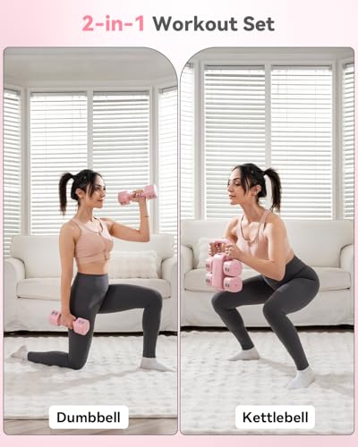 2-in-1 Adjustable Kettlebell Dumbbell Set for Women - color: Green, style: Set