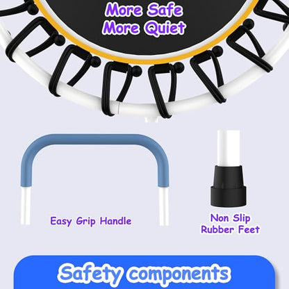 36" Kids Trampoline with Handle, Indoor Mini Trampoline for Kids, Toddlers Small Rebounder Fitness Trampoline for Indoor and Outdoor Use