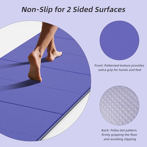 HAHE Foldable Yoga Exercise Mat, 74"Lx32"Wx1/3"Thick, TPE Multi-purpose Workout Mats with Non-slip Surface, Portable for Yoga/Pilates/Studio/Home Gym - color: Deep Purple+Light Purple
