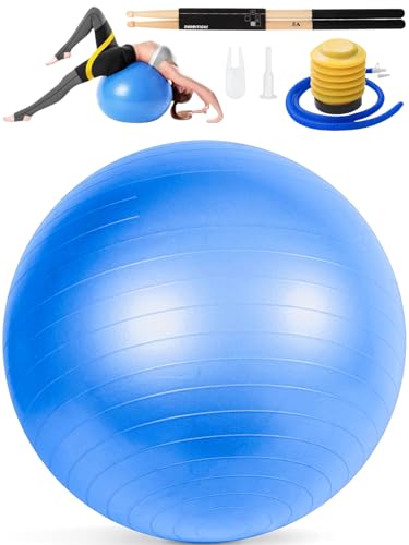 Cardio Drumming Set, 15.6" Exercise Ball with Pump & Cardio Drumming Sticks Adults Premium Aerobic Drumming Kit for Stability, Rhythm, Gymnastics - color: Blue
