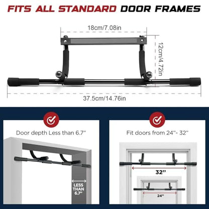 Pull Up Trainer Bar – Door Frame Pullup Bar, Indoor Body Workout Equipment | Hangable Fitness Bar with No Screws, Strength Training Tool for Home Gym, Upper Body Exercise Door Mount Bar