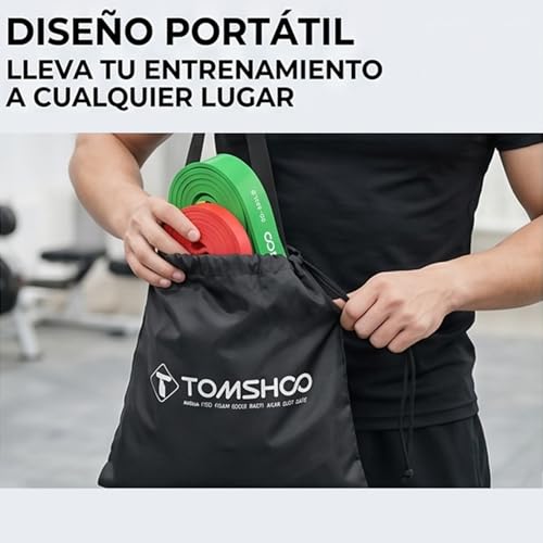 TOMSHOO 5 Packs Pull up Assist Bands, Resistance Bands with Straps Handles and Door Anchor, Stretch Bands,Exercise Bands with Guide for Fitness