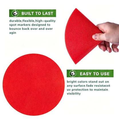 Poly Spot Markers 4inch/9 inch Non-Slip Rubber Agility Markers Flat Field Cones Floor Dots for Football, Soccer, Basketball Training Markers, School Activities, Exercise Drills, Social Distancing - style: 9inch 18Pcs(Red)