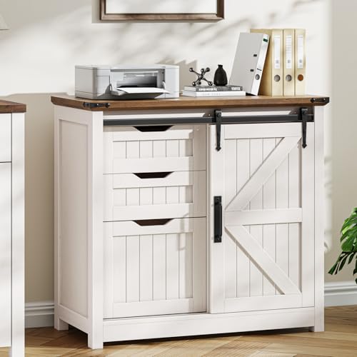 Vabches Lateral Filing Cabinets with Adjustable Shelf, Off White - color: Off White, size: 3 Drawers