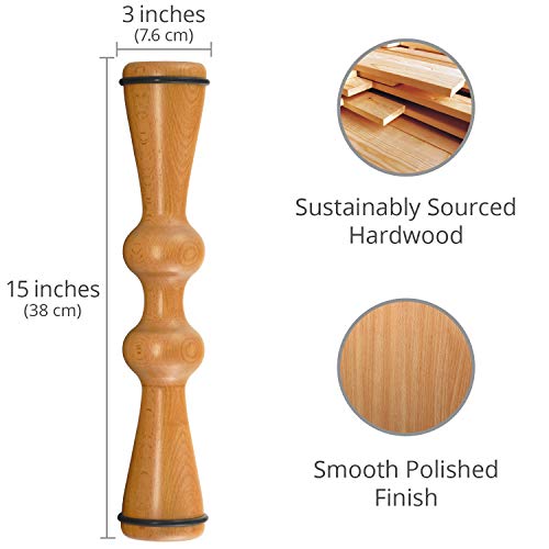 Body Back FSA Eligible Wood Back Roller, Spine Stretcher & Aligner, Ma Roller, Back Cracker for Back Pain Relief and Muscle Recovery, Manual Back Massager, Wood Therapy Massage Tool (15 inch)