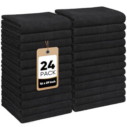 HOMEXCEL Soft Salon Towels 24 Pack,16 by 29 inches, 100% Lint Free, 7X Super Absorbent Microfiber Hair Towels, Fast Dry Hand Towels for Salons, Gym, Spa, Home and Personal Use, Black