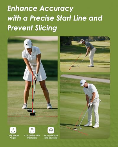 Golf Alignment Sticks - Foldable Golf Training Aid Golf Swing Training Aid with Angle Plate for Driving Range/Backyard