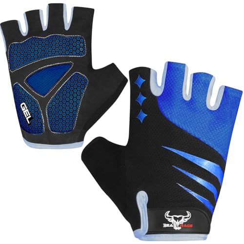 Half Finger Cycling Gloves for Men Women, Gel Padded Anti-Slip Shock Absorbing Weight Lifting Gym Gloves Cycle Mountain Bike Gloves for MTB, Biking, Hiking
