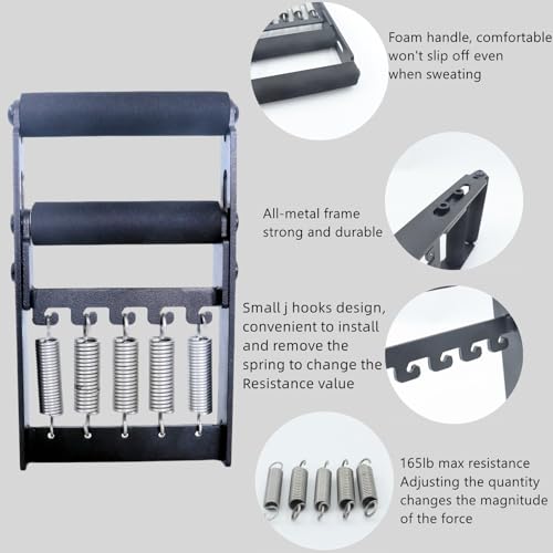 Solid Metal Hand Grip Dynamometer Hand Grip Strength Tester 165lb Adjustable Grip Strength Trainer with 5 Heavy Duty Springs,Professional Forearm & Finger Exercise Equipment for Athletes,Gym & Home Workouts