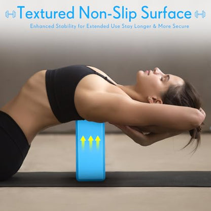 RoundFunny 4 Pack Yoga Blocks Non Slip Pilates Foam Brick - color: Blue
