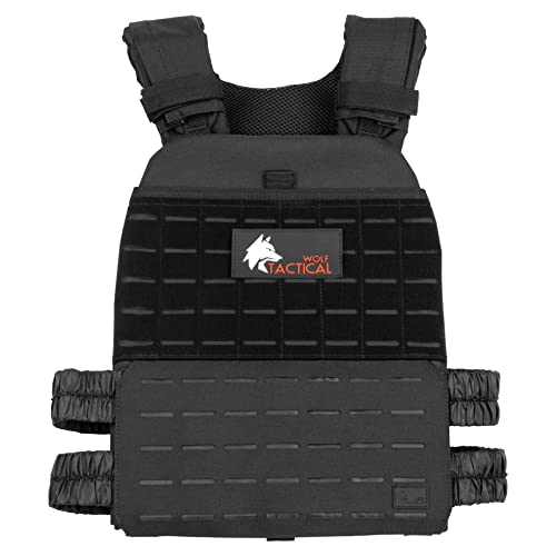 Wolf Tactical Adjustable Weighted Vest for Men & Women - Rucking, Workout, Running, Walking & CrossFit Weight Vest for Strength Training & Fitness - color: Black