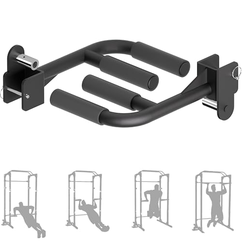 Muti-Grip Dip Bars Attachment for Power Cage with 5/8" or 1" Hole, Non-Slip Wide & Narrow Grip Dips Double Handles, 600 lbs Capacity, Squat Rack Attachment for Dips, Inverted Rows, Push-Ups