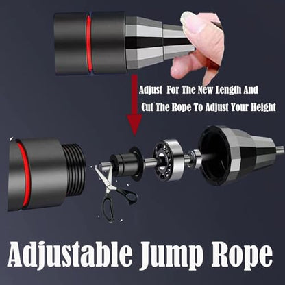 Weighted Jump Rope For Women Men, Workout Speed Jump Skipping For Kids With 2 Bearing,PVC Adjustable Jump Rope For Boxing exercise fitness professional,Black Red Athletic heavy Jump Rope