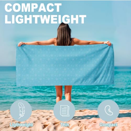 Microfiber Beach Towel Sand Free Quick Dry Oversized Lightweight Starfish Polka Dot Sky Blue Nautical Pattern Travel Blanket Swim Pool Accessories 71 x 32 Inches 1 Pcs - color: Sea