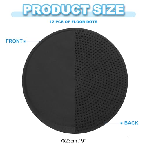 PATIKIL 9 Inch Poly Spot Markers, 12Pcs Non Slip Rubber Floor Dots with Storage Bag Flat Agility Cones for Sports Training Basketball Football, Black