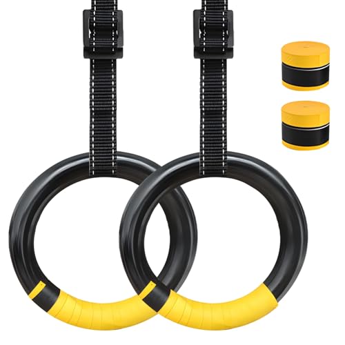 Strength Training Gymnastic Rings with Adjustable Straps, Non-Slip Exercise Rings for Pull, Home Gym and Calisthenics Workouts