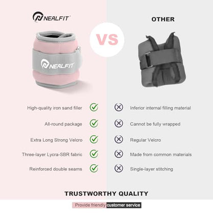 Ankle Wrist Weights, Adjustable Arm Leg Weights for Women Men, Secure Fit Non-Slip Exercise Weights for Home Workout, Running, Walking, Aerobics, Physical Therapy