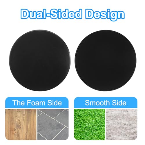 Core Sliders for Working Out 6.9", 2 Pack Dual Sided Exercise Sliders Fitness Workout Discs Strength Slides Discs for Gym Carpet Hardwood Floor, Black