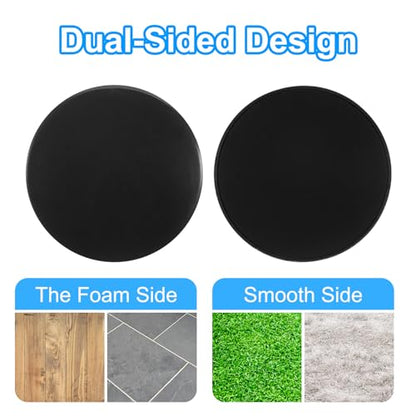 Core Sliders for Working Out 6.9", 2 Pack Dual Sided Exercise Sliders Fitness Workout Discs Strength Slides Discs for Gym Carpet Hardwood Floor, Black