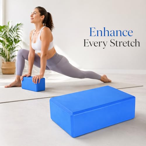 High Density EVA Foam Yoga Block Support and Stability for Stretching, Workout, Pilates at Home and Gym - color: Blue