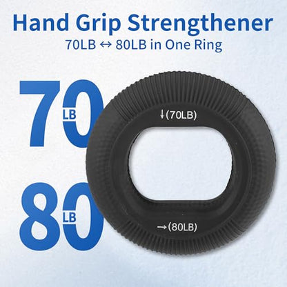 Hand Grip Strengthener, Fingers Exerciser - Silicone Rings for Muscle Training Sports Rock Climbing Finger Rehabilitation,6 Resistance Levels - color: Black(70/80LB)