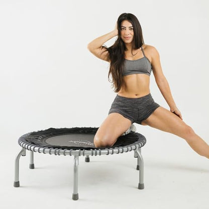 JumpSport 350 PRO 39 Inch Fitness Trampoline Indoor Rebounder Cardio Workout Equipment 300 lb Capacity - color: Graphite