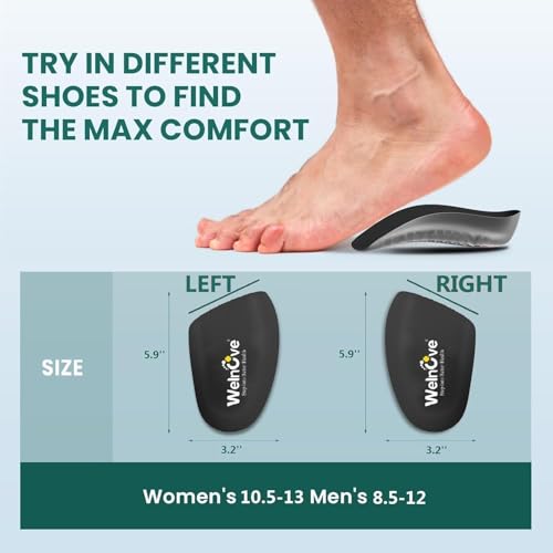 Plantar Fasciitis Heel Inserts for Heel Pain - Welnove Achilles Tendonitis Relief Gel Heel Cushion Cups with Arch Support for Heel Spurs Flat Feet - Heel Support Inserts for Women 10.5-13 Men 8.5-12