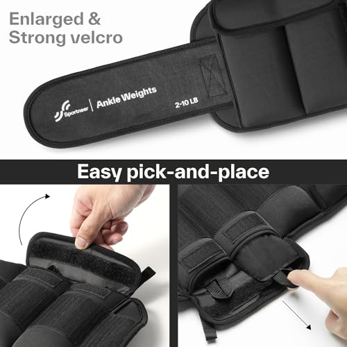Sportneer 20lbs/Pair Adjustable Ankle Weights for Women and Men, Modularized Leg Weight for Yoga, Walking, Running, Aerobics, Gym, Physical Therapy