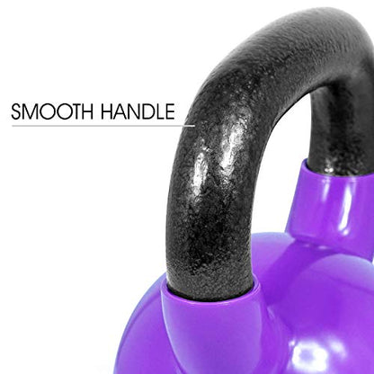 Yes4All Kettlebell, Vinyl Coated Kettlebell Cast Iron Sets with Stable Flat Bottom for Full Body Workout, Push up, Grip Strength Training & Weights Exercises - color: Multicolor, style: 15 - 20lb