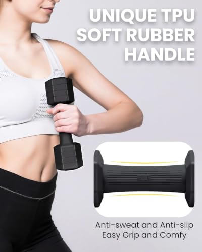 Adjustable Dumbbell Set, 4-in-1 Hand Weights, 5/6 LB Pair for Women Men - color: Black, style: 10 lbs Pair [5 lbs Each]