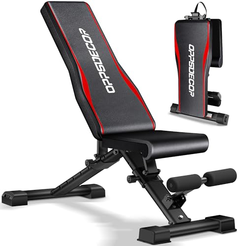OPPSDECOR Fitness Weight Bench, 900LBS Adjustable Incline/Decline/Flat Bench with Quick Folding & Setup, Strength Training Bench Press Bench for Home Gym Full Body Workout