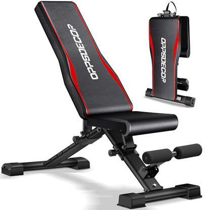 OPPSDECOR Fitness Weight Bench, 900LBS Adjustable Incline/Decline/Flat Bench with Quick Folding & Setup, Strength Training Bench Press Bench for Home Gym Full Body Workout