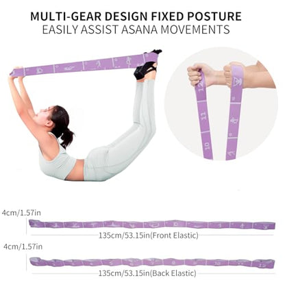 Yoga Strap with 10/12 Loops - Multi-Functional Stretch Band for Pilates, Dance, Gymnastics, Physical Therapy, Flexibility & Resistance Training, Ballet, Latin Workouts